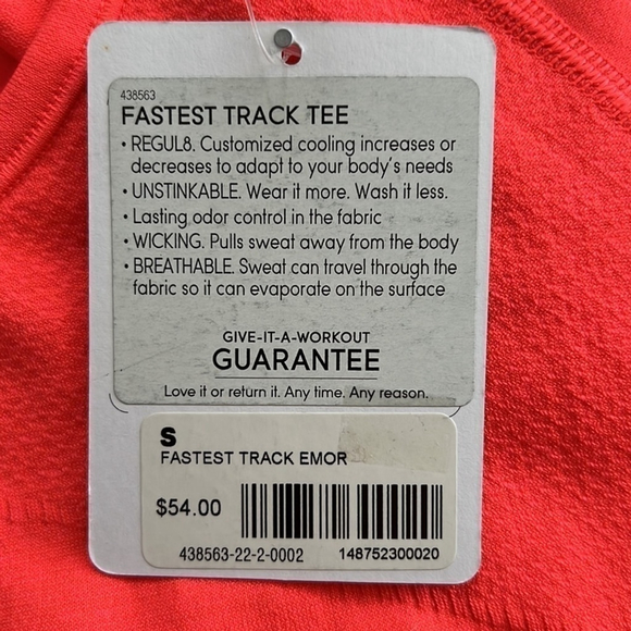 NWT Athleta Fastest Track Short Sleeve Crew Neck TEE Size Small coral Orange - Picture 9 of 12